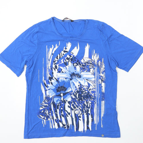 GolleHaug Womens Blue Viscose Basic T-Shirt Size 10 Round Neck