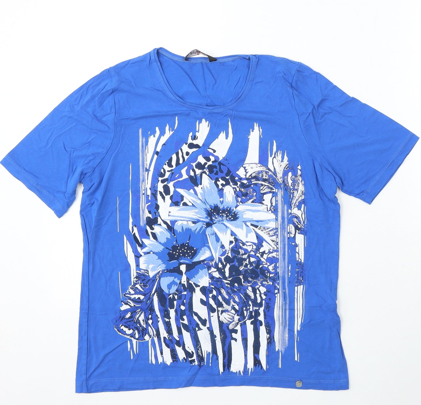 GolleHaug Womens Blue Viscose Basic T-Shirt Size 10 Round Neck