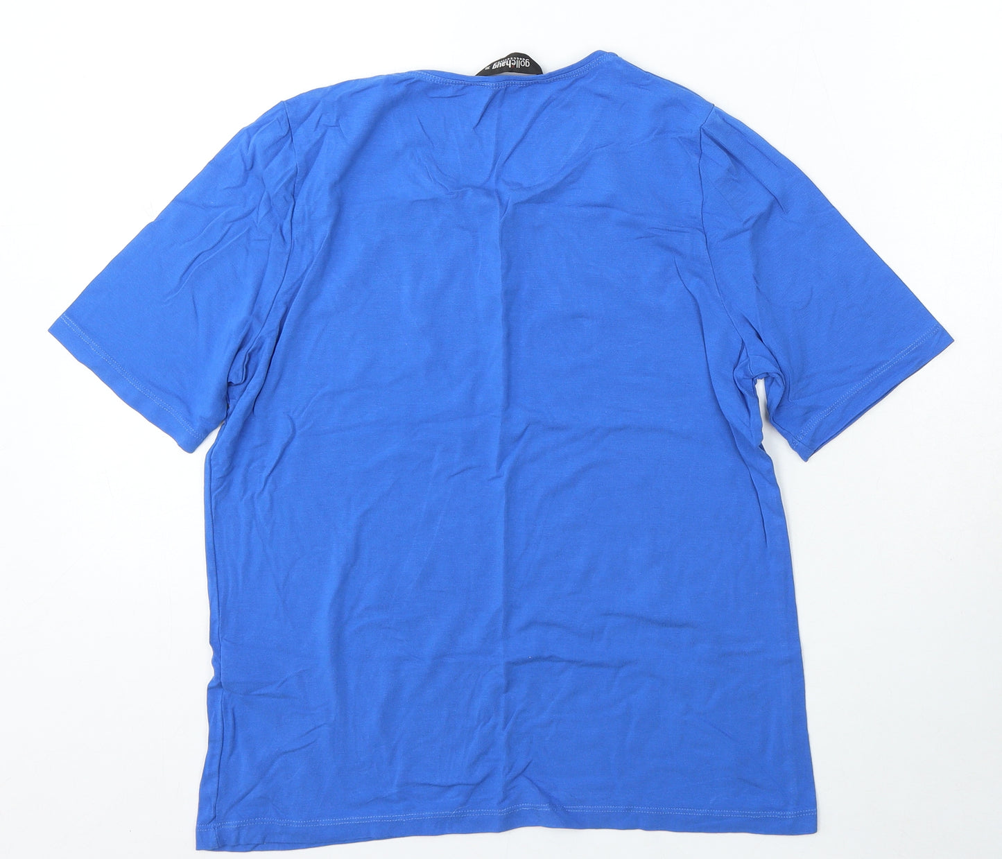 GolleHaug Womens Blue Viscose Basic T-Shirt Size 10 Round Neck