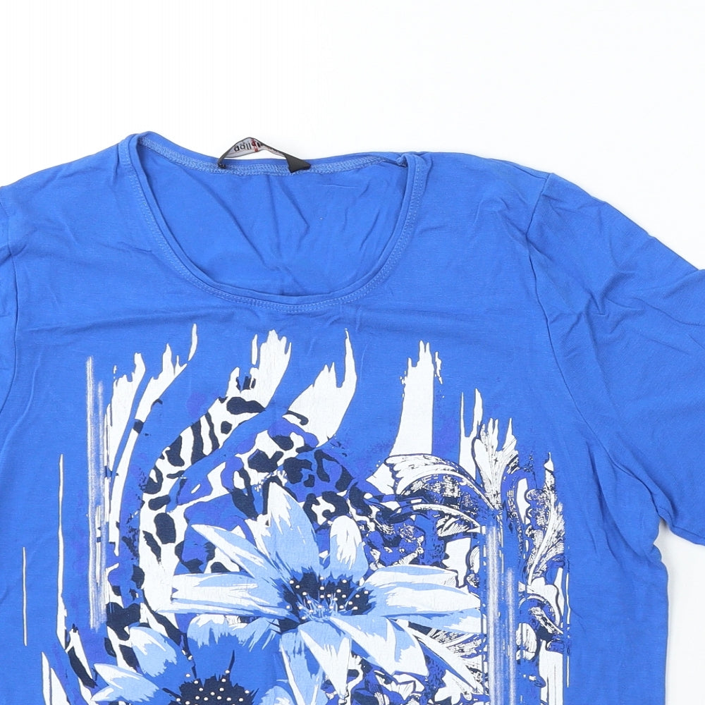 GolleHaug Womens Blue Viscose Basic T-Shirt Size 10 Round Neck