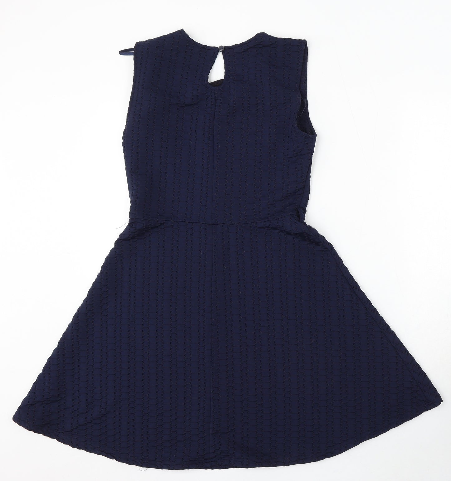 Atmosphere Womens Blue Polyester Skater Dress Size 12 Round Neck Hook & Eye