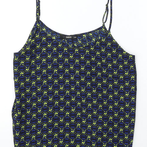 Oasis Womens Blue Polyester Basic Blouse Size 10 Round Neck