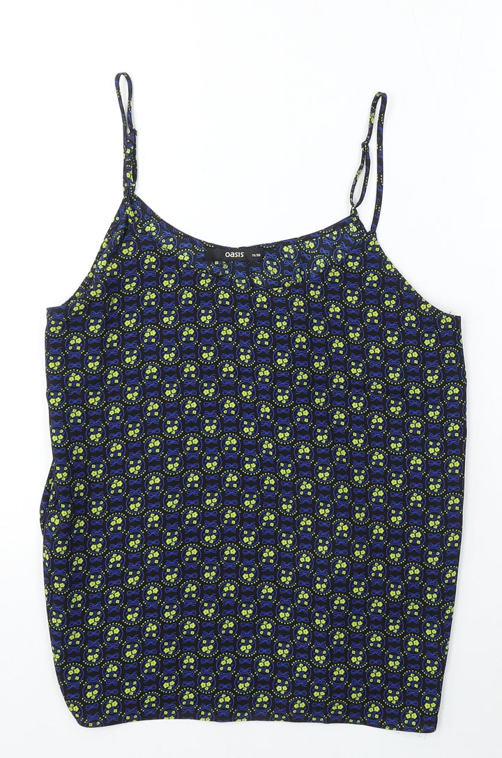 Oasis Womens Blue Polyester Basic Blouse Size 10 Round Neck