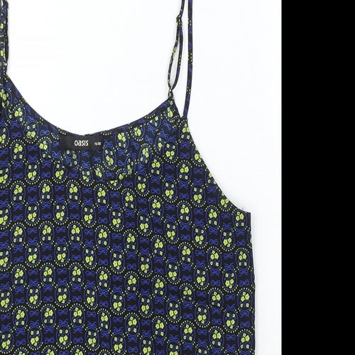 Oasis Womens Blue Polyester Basic Blouse Size 10 Round Neck