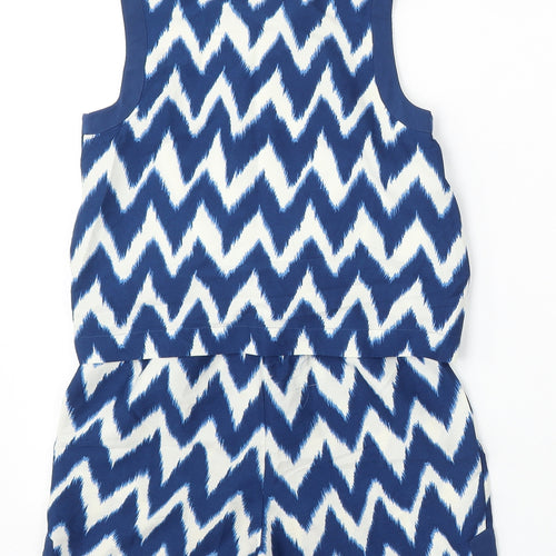 NEXT Girls Blue Chevron Polyester Playsuit One-Piece Size 9 Years - Tie Front