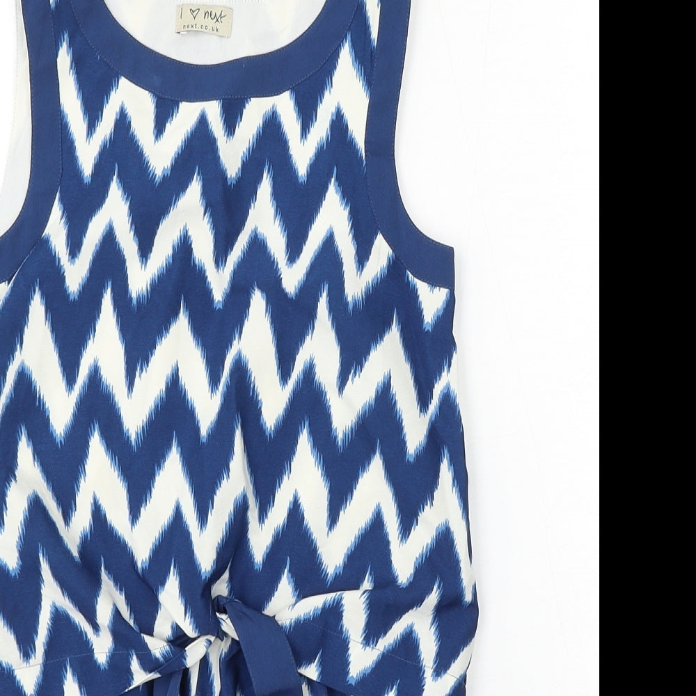 NEXT Girls Blue Chevron Polyester Playsuit One-Piece Size 9 Years - Tie Front