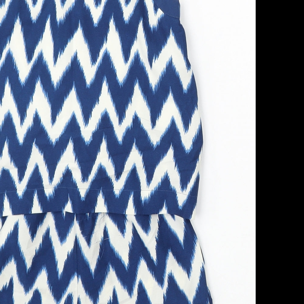 NEXT Girls Blue Chevron Polyester Playsuit One-Piece Size 9 Years - Tie Front