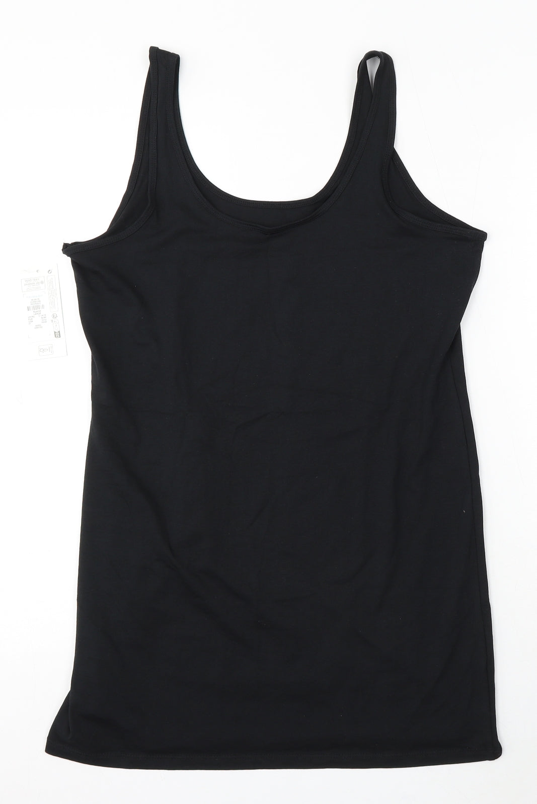 Primark Womens Black Cotton Basic Tank Size 14 Round Neck