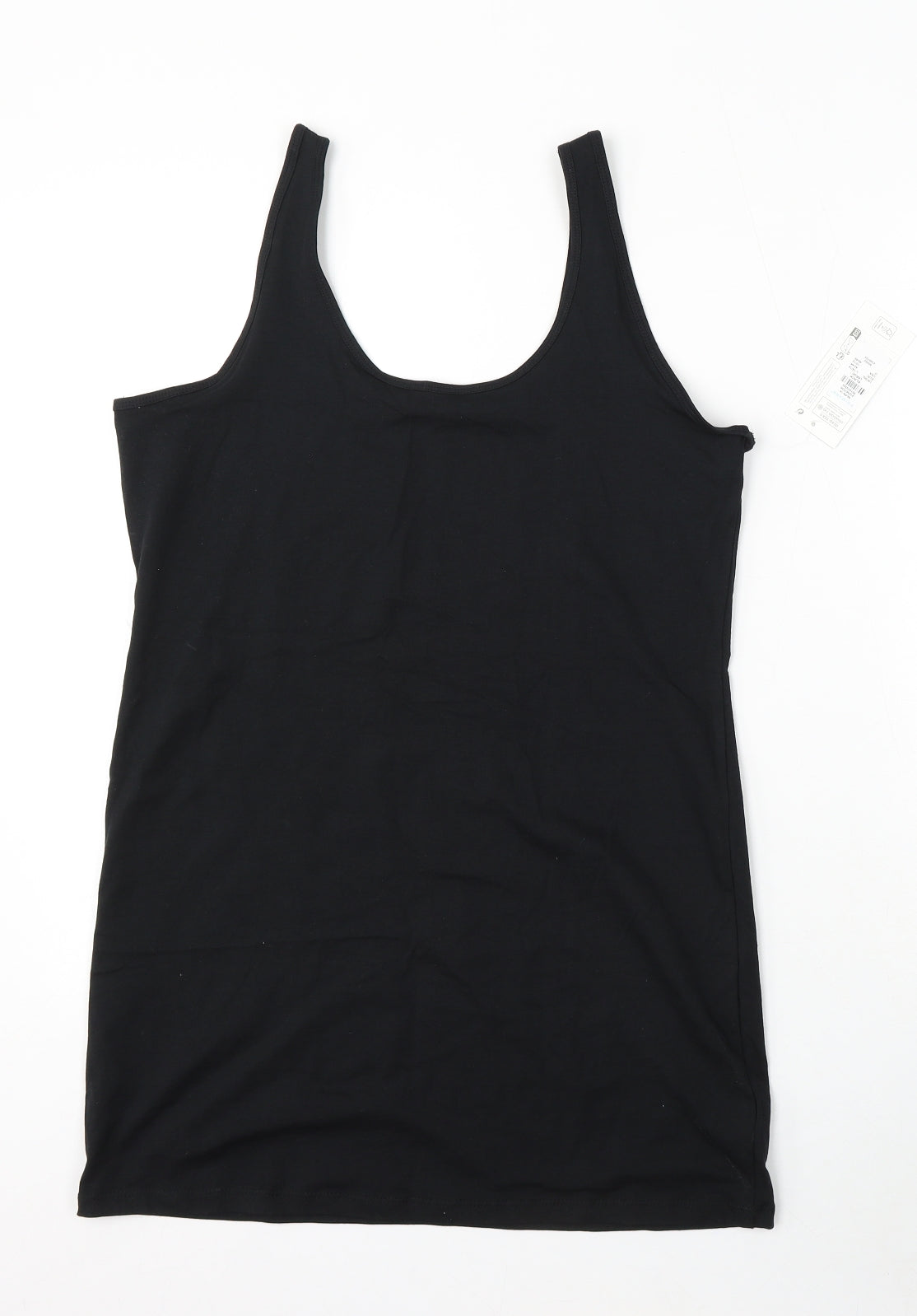 Primark Womens Black Cotton Basic Tank Size 14 Round Neck