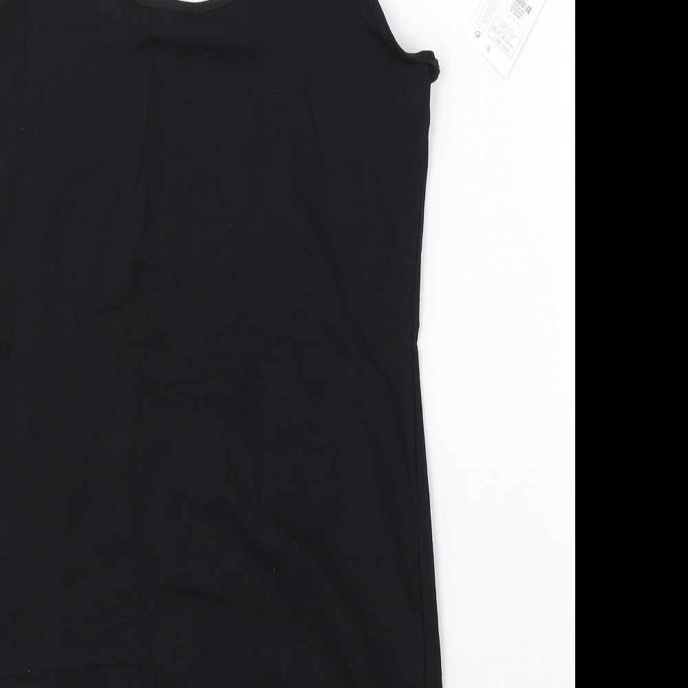 Primark Womens Black Cotton Basic Tank Size 14 Round Neck