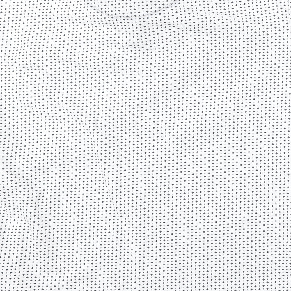 Dunnes Stores Mens White Geometric Cotton Polo Size M Collared Button