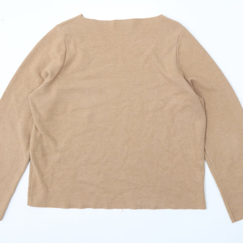 Zara Womens Brown Round Neck Cotton Pullover Jumper Size S