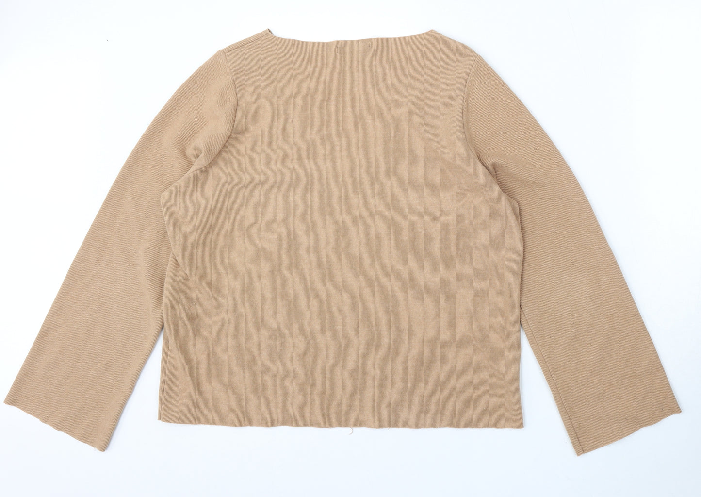 Zara Womens Brown Round Neck Cotton Pullover Jumper Size S