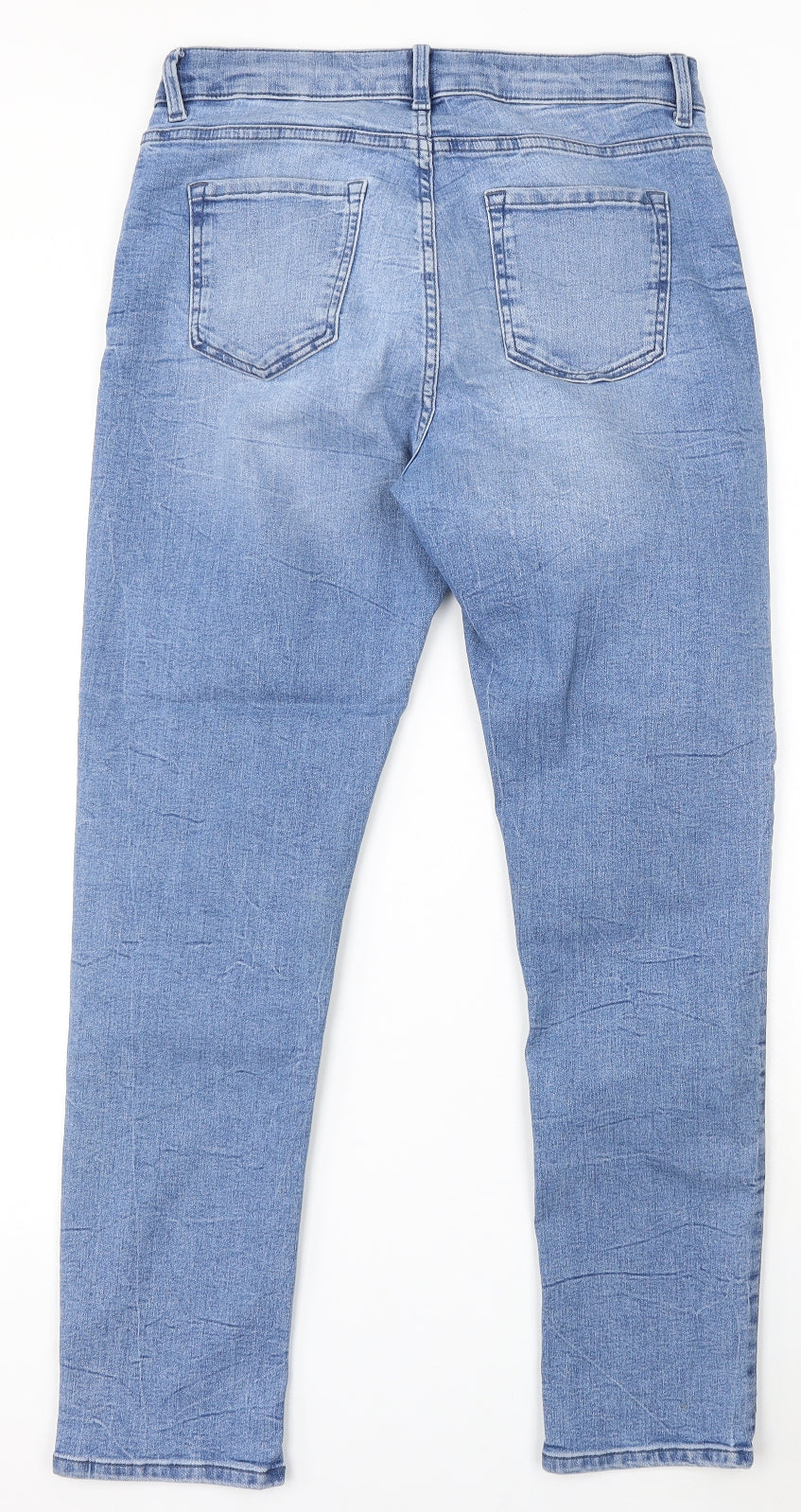 Marks and Spencer Womens Blue Cotton Skinny Jeans Size 12 L28 in Regular Button