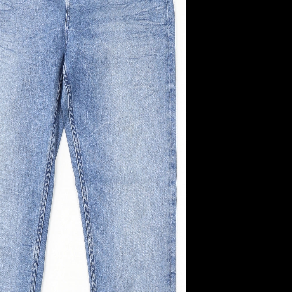 Marks and Spencer Womens Blue Cotton Skinny Jeans Size 12 L28 in Regular Button