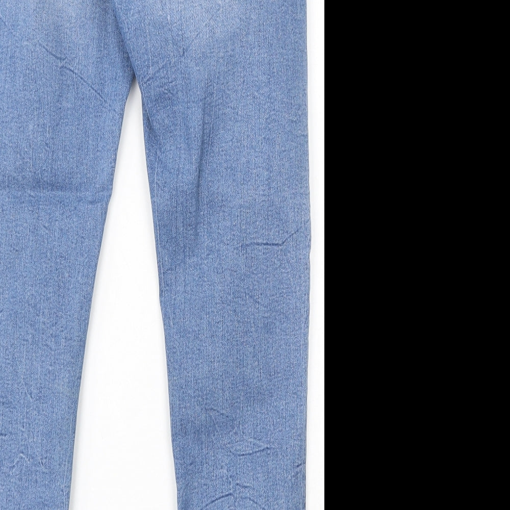 Marks and Spencer Womens Blue Cotton Skinny Jeans Size 12 L28 in Regular Button