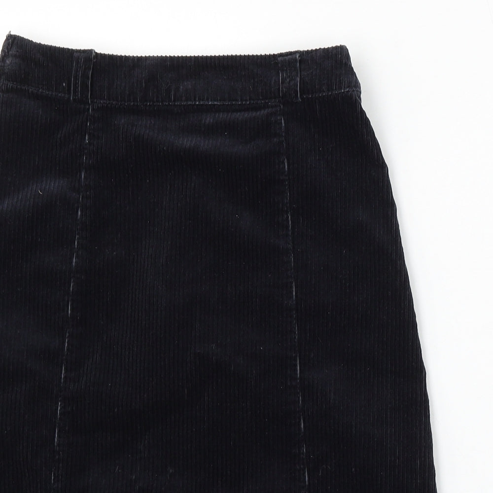 United Colors of Benetton Womens Blue Cotton A-Line Skirt Size 10 Zip