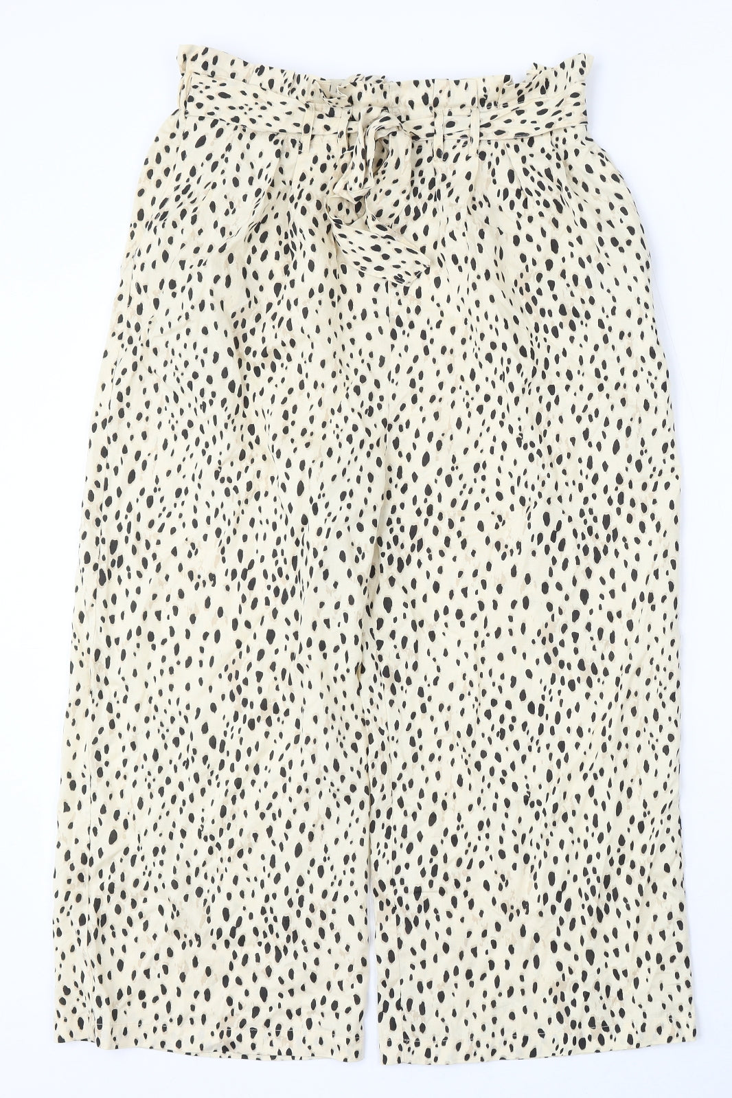 Pep&Co Womens Beige Geometric Viscose Trousers Size 8 L21 in Regular Tie