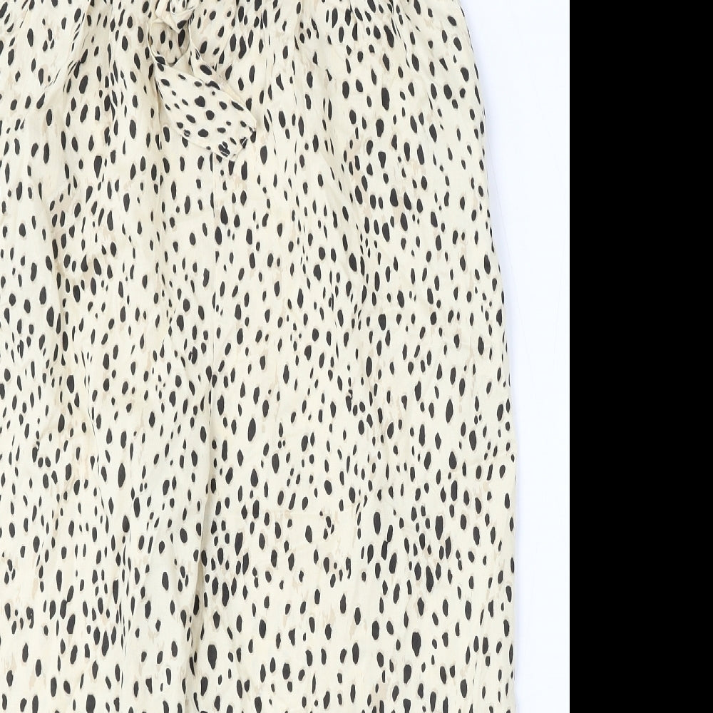 Pep&Co Womens Beige Geometric Viscose Trousers Size 8 L21 in Regular Tie