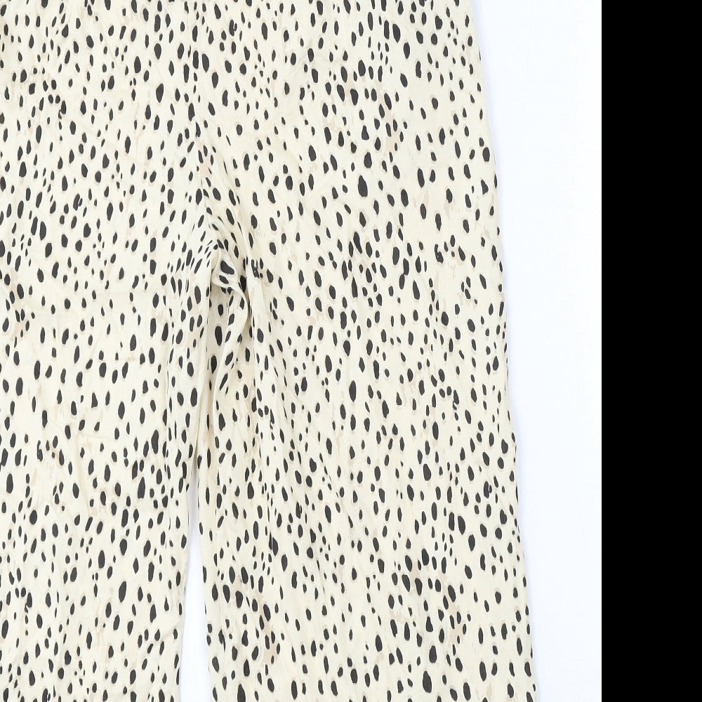 Pep&Co Womens Beige Geometric Viscose Trousers Size 8 L21 in Regular Tie