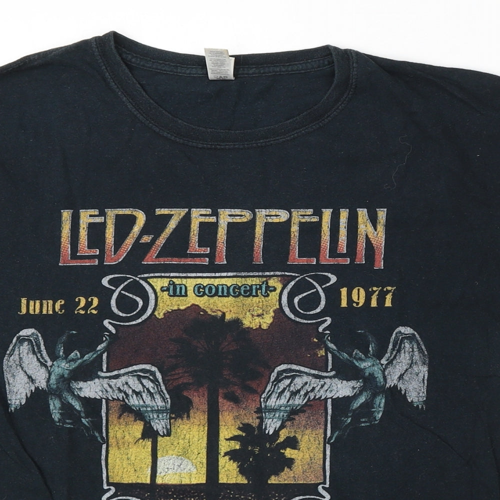 Led Zepelin Mens Black Cotton T-Shirt Size M Round Neck - Led Zepelin Live