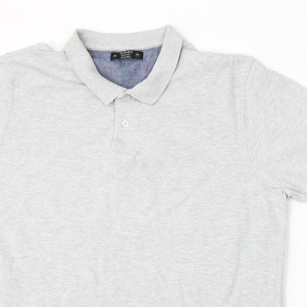 Dunnes Stores Mens Grey Cotton Polo Size 2XL Collared Button