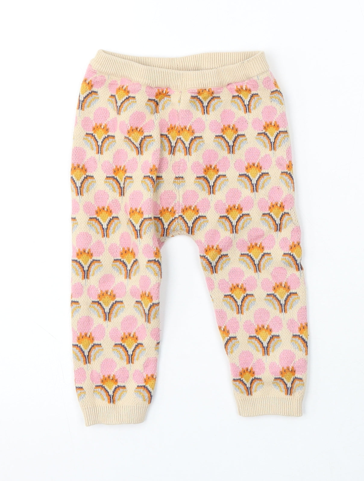 NEXT Girls Multicoloured Geometric Cotton Jogger Trousers Size 12-18 Months