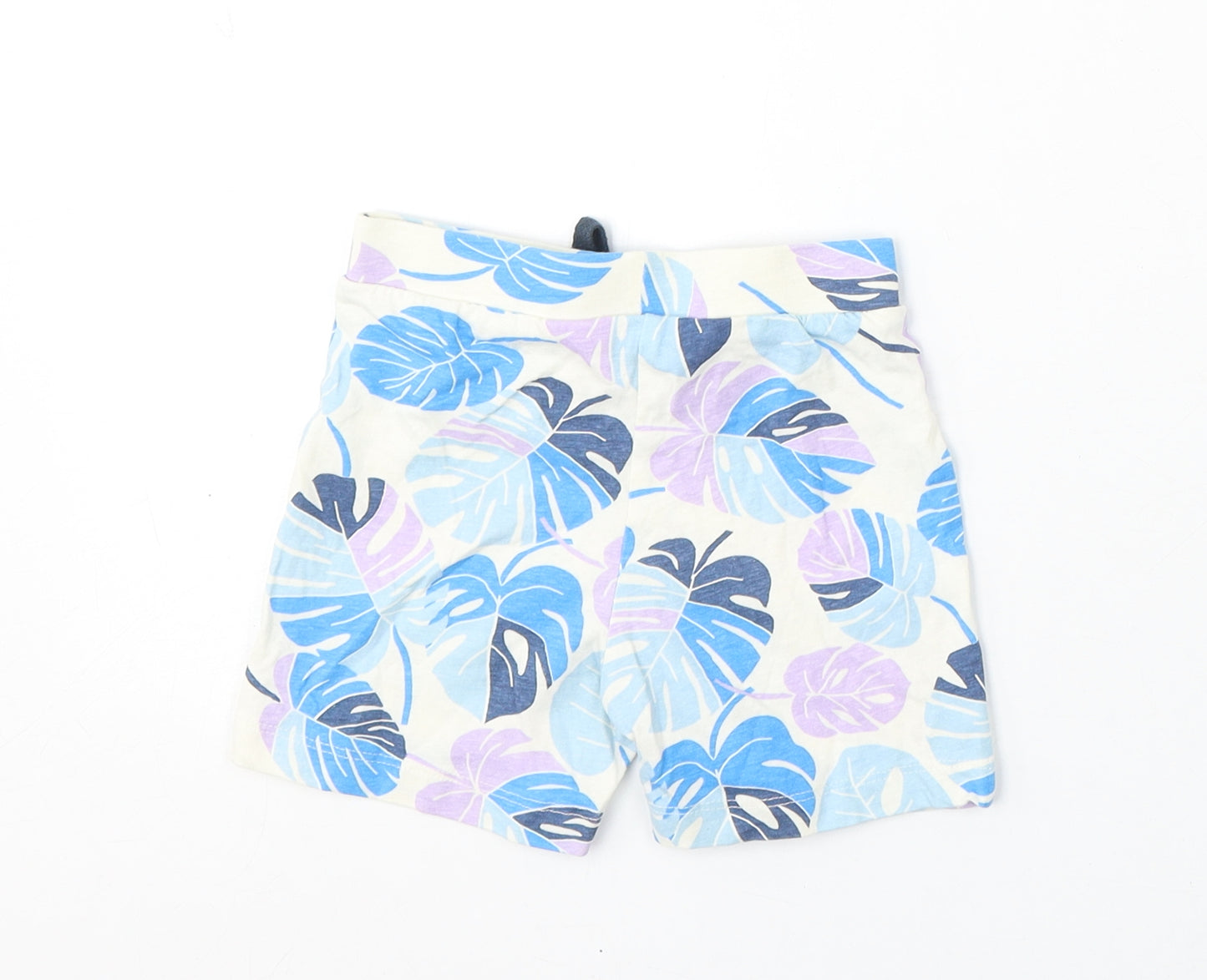 Primark Girls Ivory Floral Cotton Cropped Trousers Size 9-12 Months Tie - Shorts