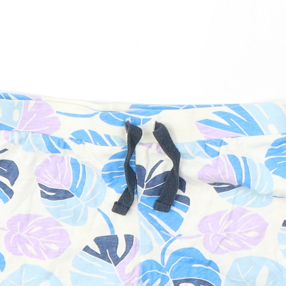 Primark Girls Ivory Floral Cotton Cropped Trousers Size 9-12 Months Tie - Shorts