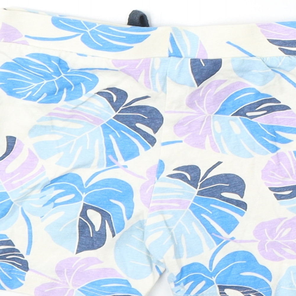 Primark Girls Ivory Floral Cotton Cropped Trousers Size 9-12 Months Tie - Shorts