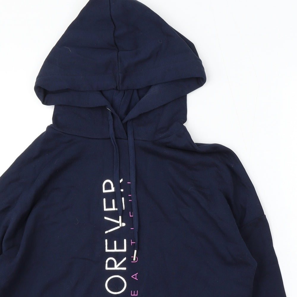 ORSAY Womens Blue Cotton Pullover Hoodie Size M Tie - Forever beautiful