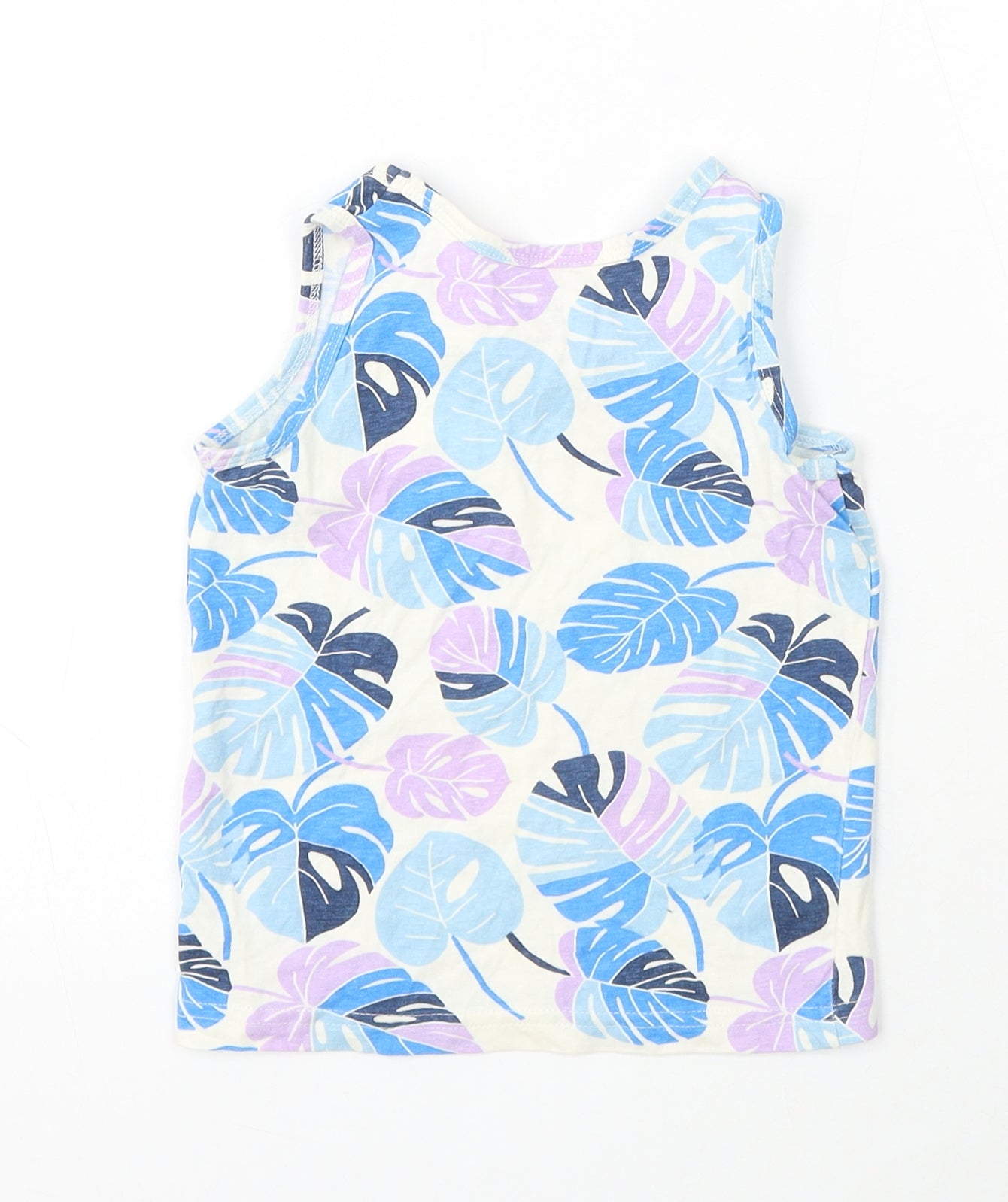 Primark Girls Multicoloured Geometric Polyester Basic Tank Size 2-3 Years Round Neck