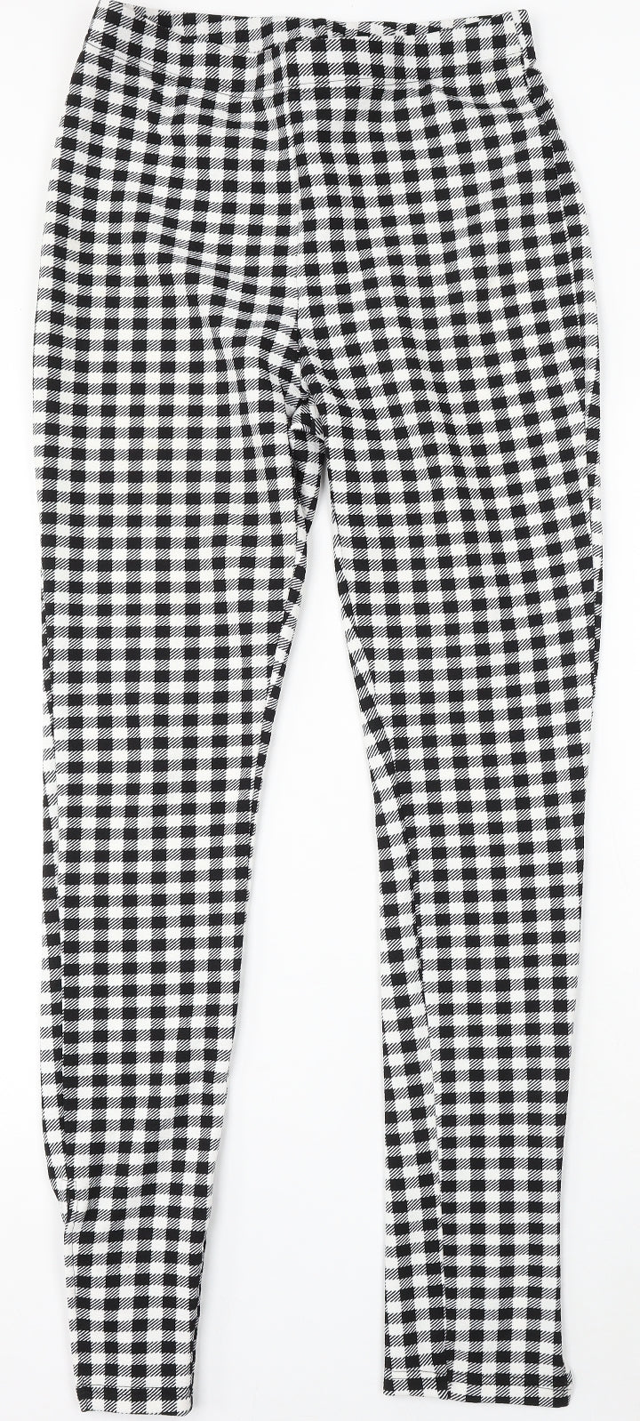 SheIn Womens Black Check Polyester Trousers Size M L28 in Regular
