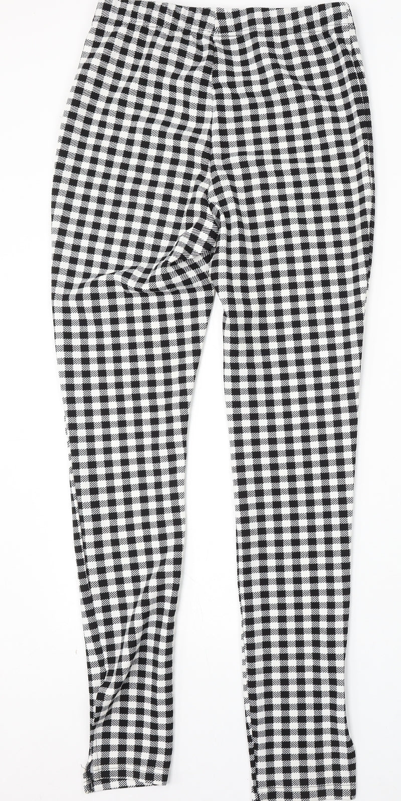 SheIn Womens Black Check Polyester Trousers Size M L28 in Regular