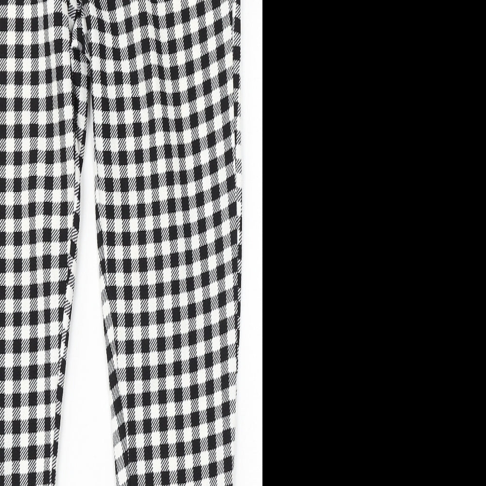 SheIn Womens Black Check Polyester Trousers Size M L28 in Regular