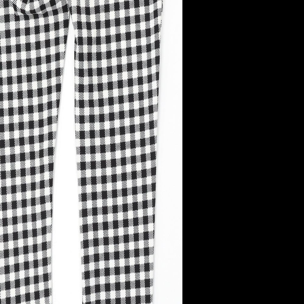 SheIn Womens Black Check Polyester Trousers Size M L28 in Regular