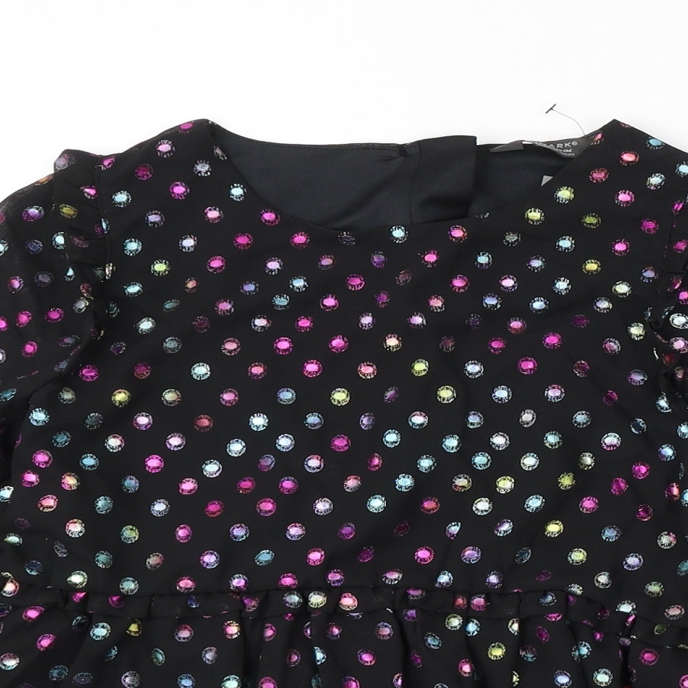 Primark Girls Beige Polka Dot Polyester Basic Blouse Size 10-11 Years Round Neck Button