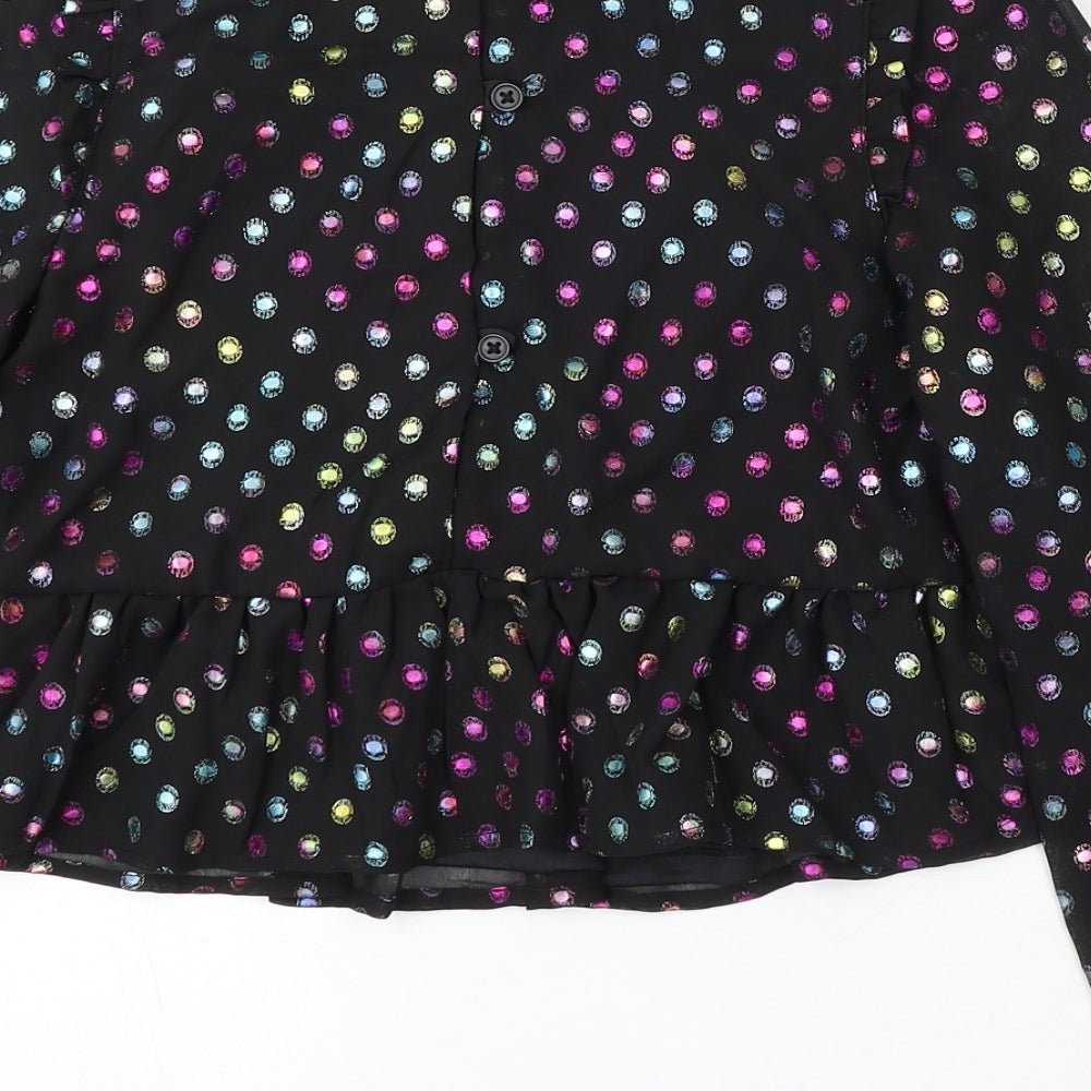 Primark Girls Beige Polka Dot Polyester Basic Blouse Size 10-11 Years Round Neck Button