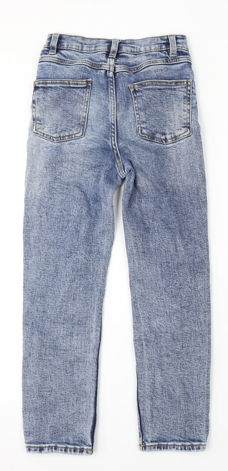 George Girls Blue Cotton Straight Jeans Size 8-9 Years Regular Button - Distressed