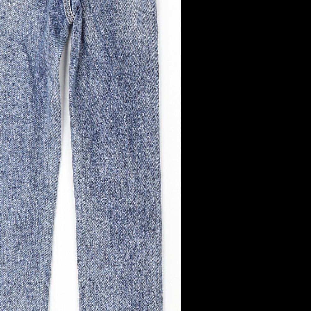 George Girls Blue Cotton Straight Jeans Size 8-9 Years Regular Button - Distressed