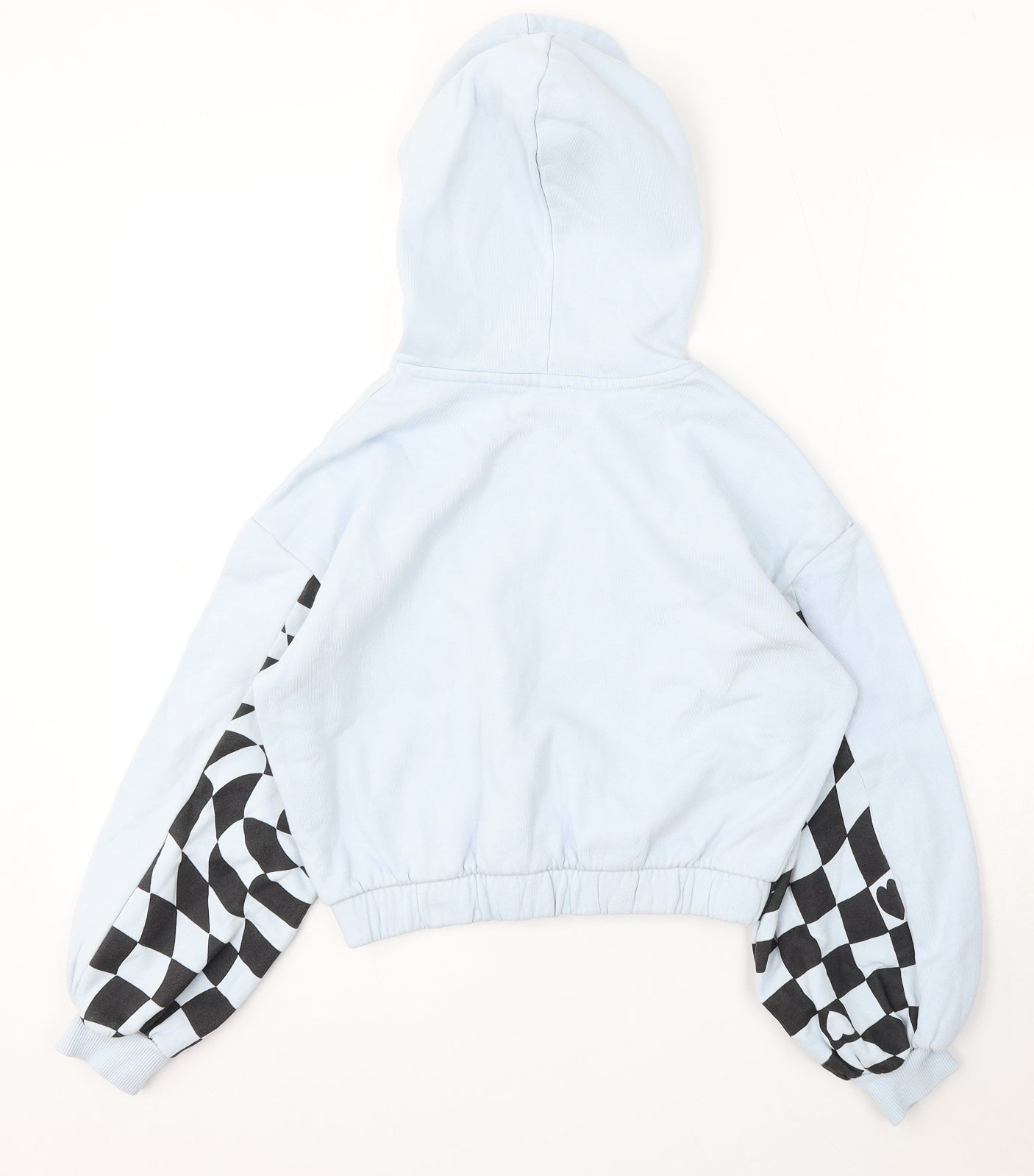 River Island Girls Blue Cotton Pullover Hoodie Size 9-10 Years Tie - Girls can change the world