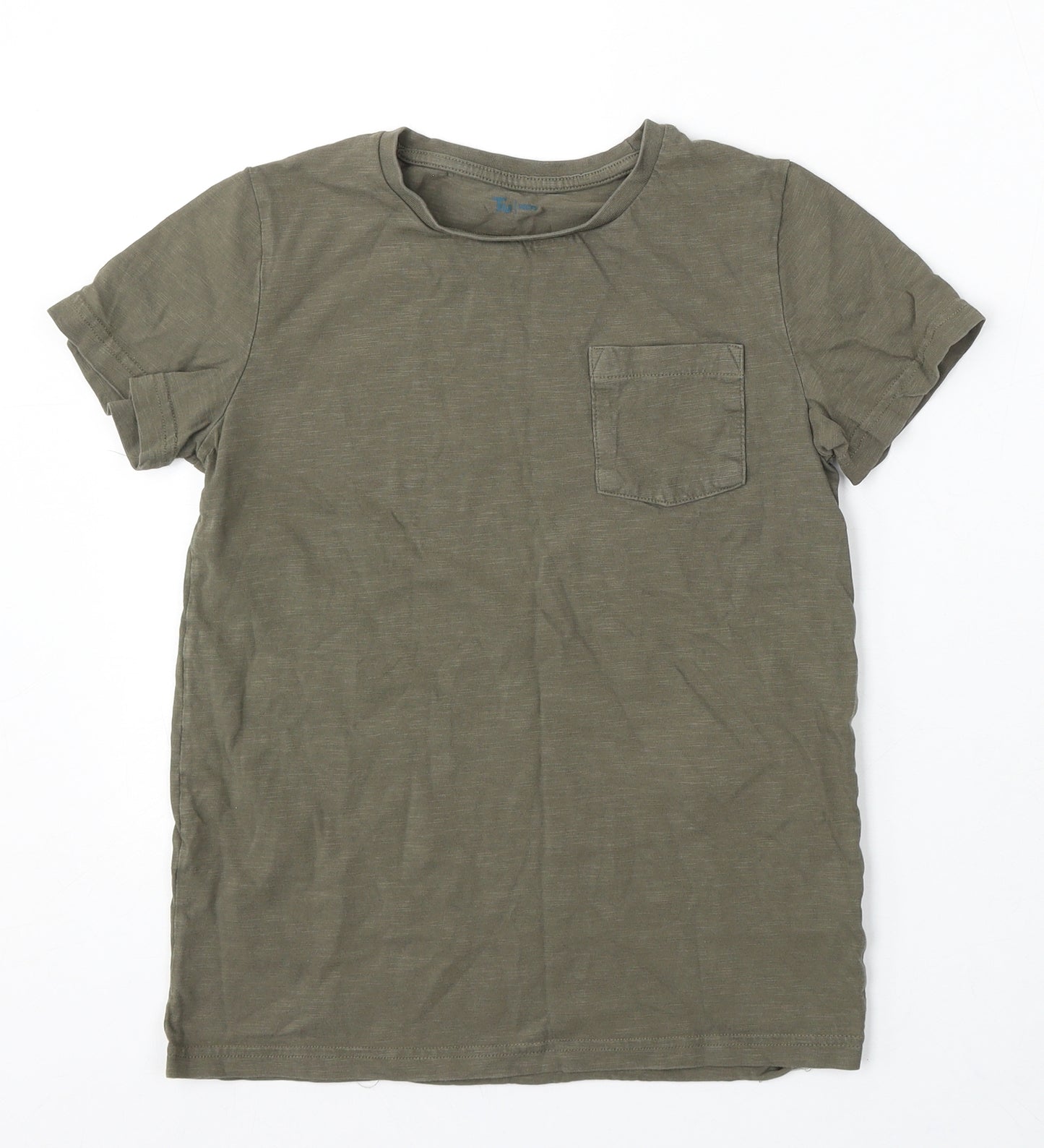 TU Girls Green Cotton Basic T-Shirt Size 11 Years Round Neck