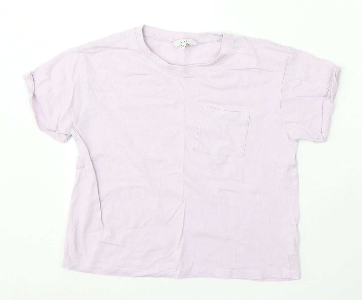 Miss Evie Girls Pink Cotton Basic T-Shirt Size 11-12 Years Round Neck