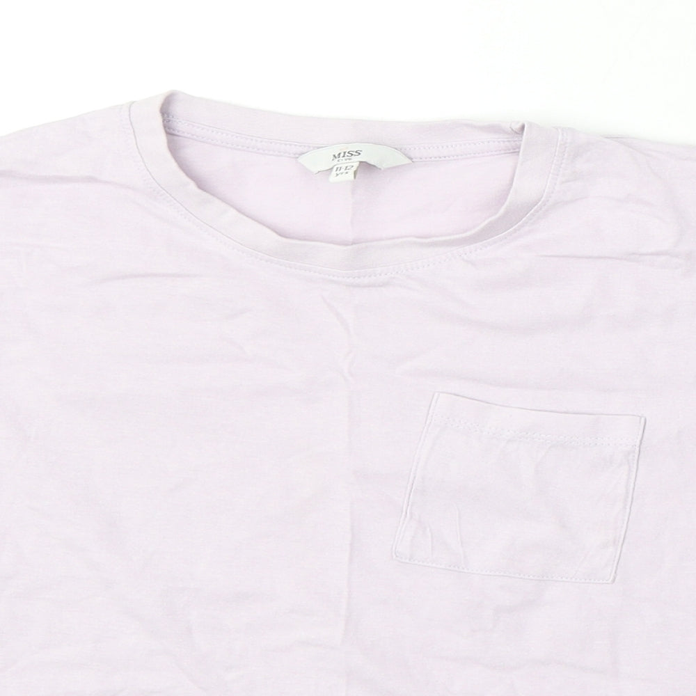 Miss Evie Girls Pink Cotton Basic T-Shirt Size 11-12 Years Round Neck