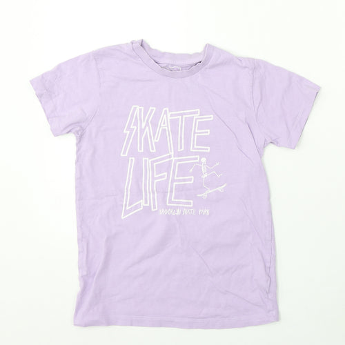 URBN DEPT Girls Purple Cotton Basic T-Shirt Size 11 Years Round Neck - Skateboarding