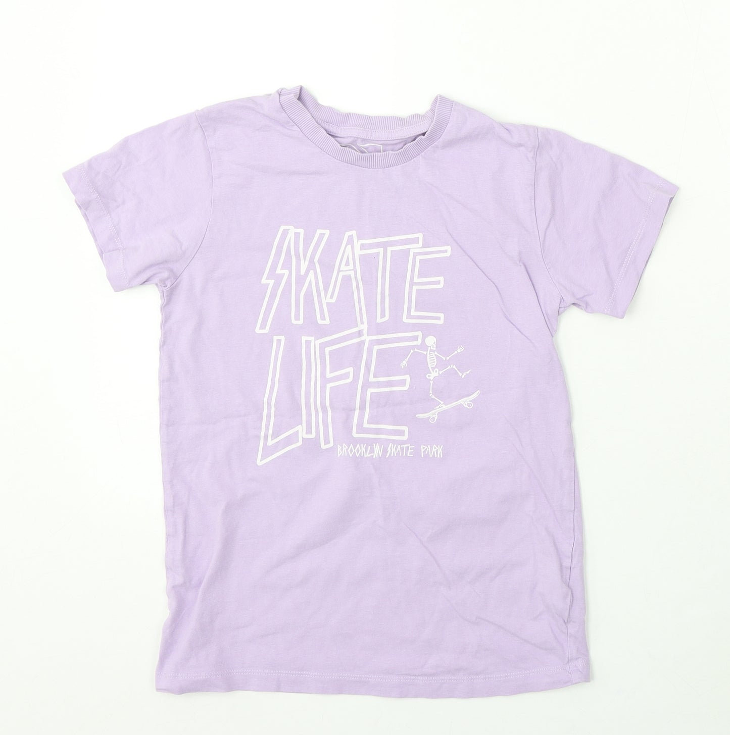 URBN DEPT Girls Purple Cotton Basic T-Shirt Size 11 Years Round Neck - Skateboarding