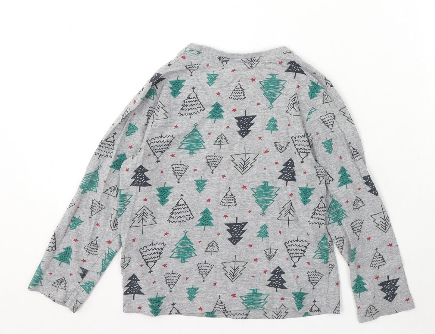 Primark Girls Grey Geometric Cotton Basic T-Shirt Size 6-7 Years Round Neck - Christmas
