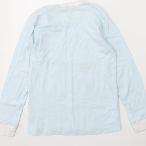 Leigh Tucker Girls Blue Cotton Basic T-Shirt Size 10-11 Years Round Neck - Christmas Snowman