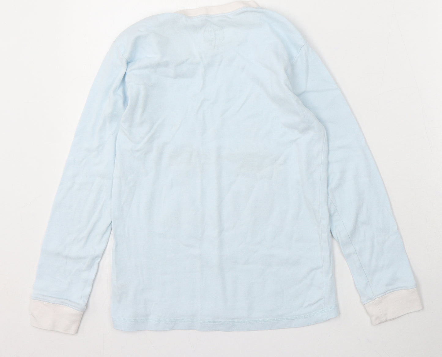 Leigh Tucker Girls Blue Cotton Basic T-Shirt Size 10-11 Years Round Neck - Christmas Snowman
