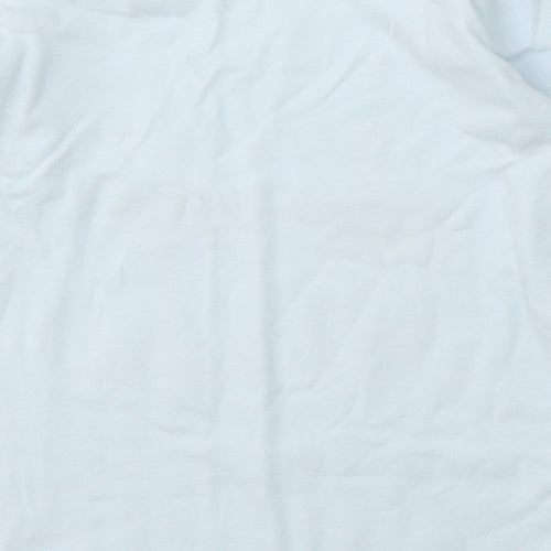 Leigh Tucker Girls Blue Cotton Basic T-Shirt Size 10-11 Years Round Neck - Christmas Snowman